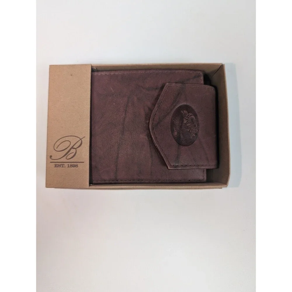 Buxton Genuine Leather Wallet Brown Bifold Organizer Coin Pocket ID Holder NIB